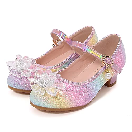 Girls Dress Flat Toddler Princess Glitter Flower Big Kids Shoes Mary Jane Low Heels for Party Wedding Flat2