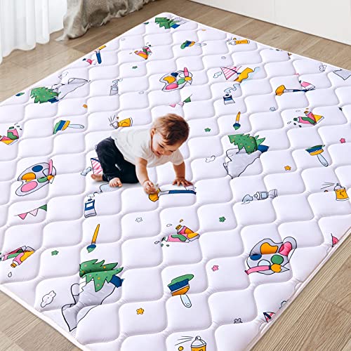 Vibe Bear Baby Play Mat 79" X 71", Thicker Foam One-Piece Crawling Mat, Extra Large Anti- Slip Crawling Mat Activity Playmats For Babies,Toddlers, Infants, Play & Tummy Time #TOP6
