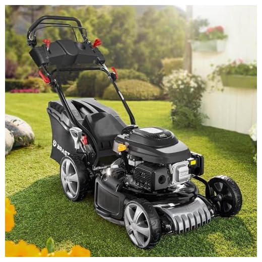 BRAST Benzin Rasenmäher mit Antrieb | 5,2kW(7PS) | Elektrostart | 48cm Schnittbreite | viele Modelle | TÜV | 4 Takt OHV Motor | 30-80mm Schnitthöhe | 60L Fangkorb | Stahlgehäuse | 19224 ESTART Speed