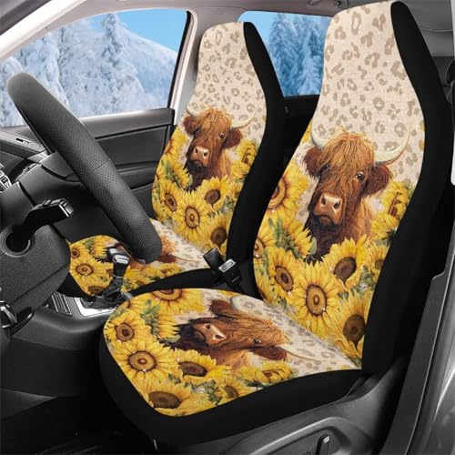 Housse de siège auto vache et tournesol pour un confort souple lors des voyages