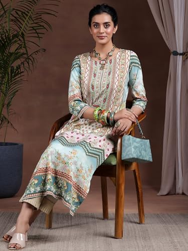 Image of Gerua by Libas Printed Crepe Straight Kurta Suit