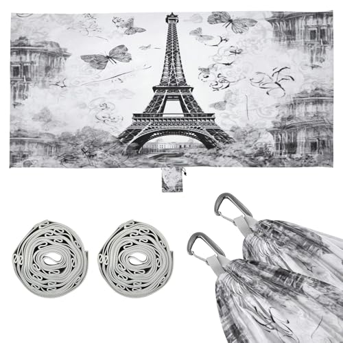 Haskirky Eiffel Tower Camping Hammock, Single Portable Hammocks with Tree Straps & Attached Carry Bag, 330Lbs Capacity Perfect for Outside Indoor Hiking Beach Backpack Travel