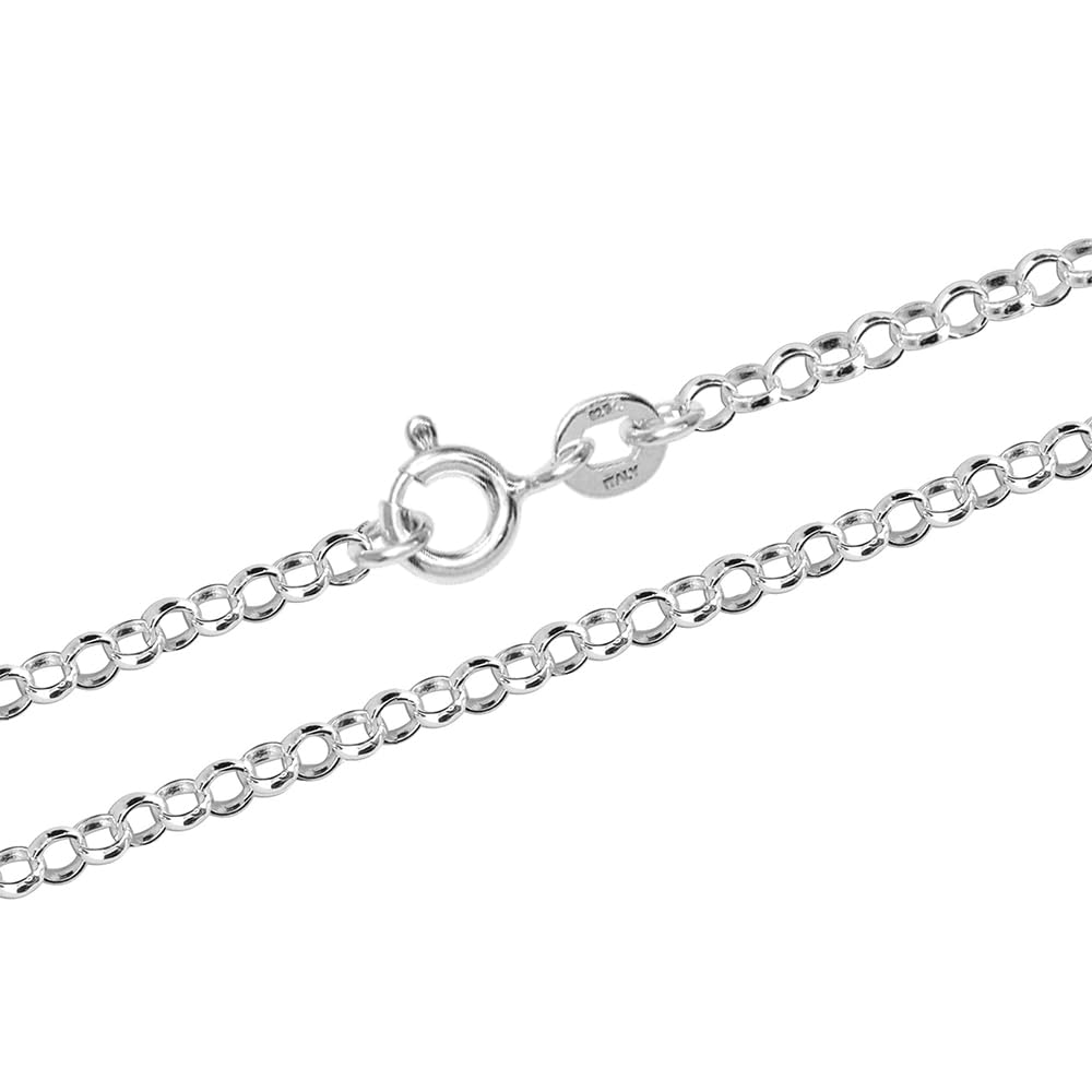 LeCalla Links Collar de cadena de eslabones Rolo de plata de ley italiana de 1,5 mm, 2 mm, 3 mm para adolescentes, mujeres y hombres (16, 18, 20, 24 pulgadas)