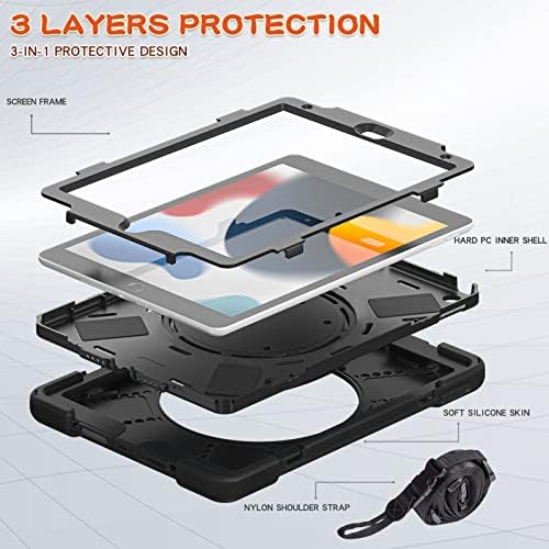 Amazon Com Oribox Commute Case For Ipad 7th And Ipad 8th And Ipad 9th Gen 10 2 Inch Heavy Duty Rugged Protective 3 In 1 Shockproof Bumper With 360 Ring Holder Kickstand Commute Black Everything Else