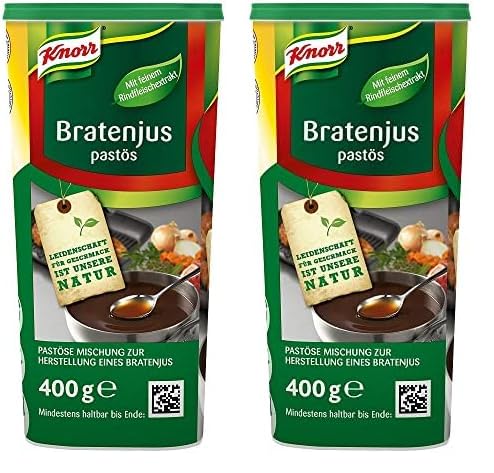Knorr Bratenjus pastös (vielseitig anwendbar als klarer Bratensaft, Bratensoße und braune Soße) | 400g (2er pack)