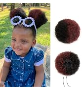 Small Kids Afro Puff Real Human Hair Ponytail for Baby Black Women Short Kinky Curly Ponytail Ext...