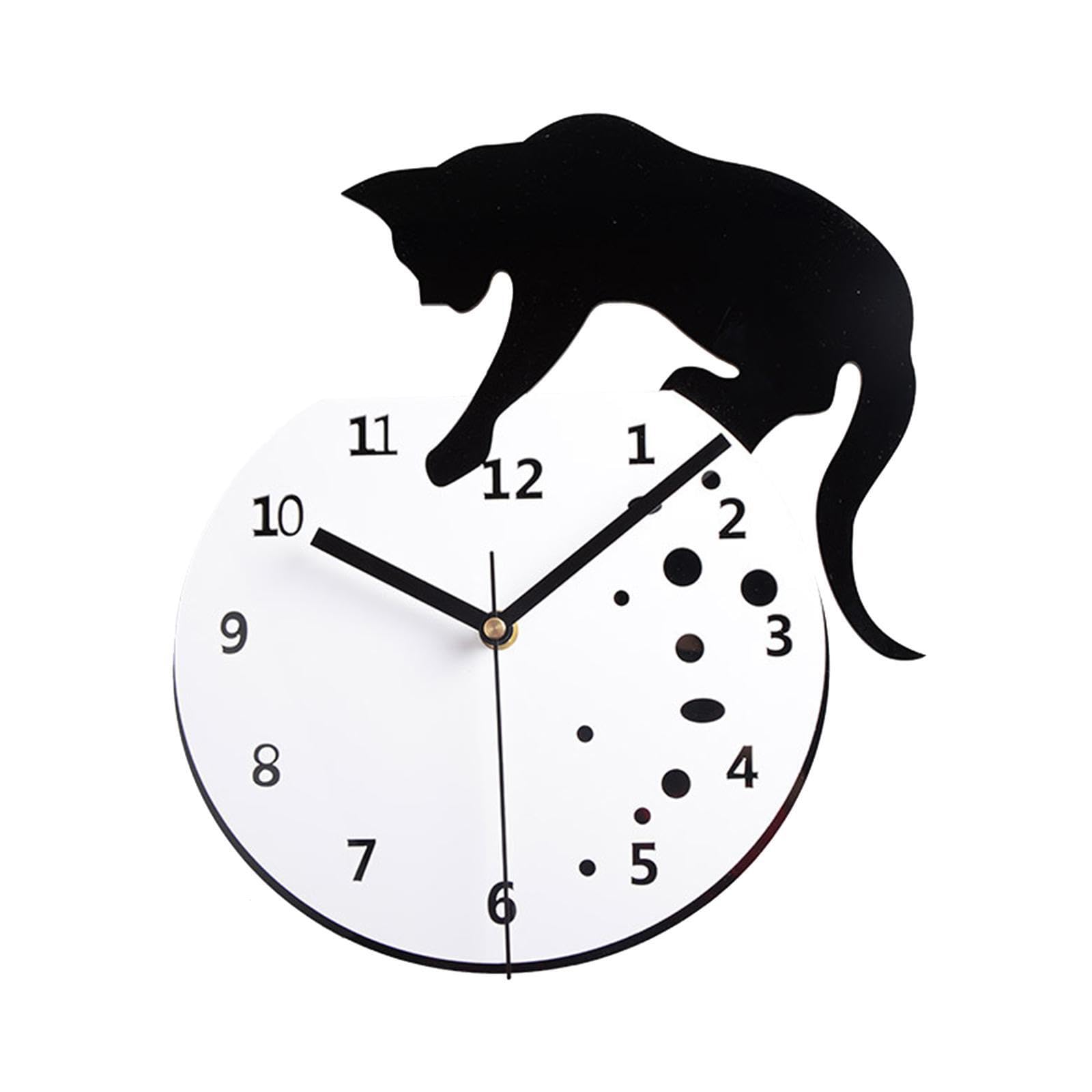 Horloge murale silencieuse chat pour décoration salon moderne