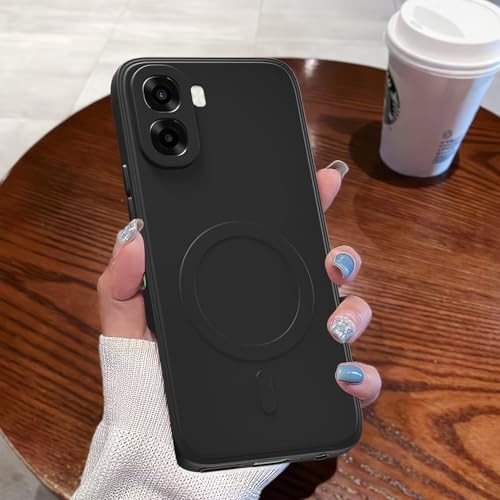 Image of Pikkme Back Cover for Oppo A6X 5G Soft Matte Silicone Mag-Safe Design (Mag-Safe Not Support) Camera Protection | Slim Fit Bumper Cover (Black)
