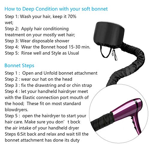 AirSMall 4-delige set droogkapjes voor haardrogers, verstelbaar, met tulband, handdoek, 2 kammen voor haarverzorging, dieptereiniging - Image 7