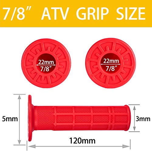 Image of 7 /8'' ATV Grips Universal Handlebar Grips Soft Rubber Motorcycle Grip for ATV Polaris Thumb Throttle Kid Youth 4 Wheeler Quad 400ex