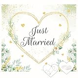Hochzeitsherz zum Ausschneiden, 200x180cm Hochzeitslaken zum Ausschneiden Just Married, Bettlaken Hochzeit mit Herz mit 2 Scheren & Seil, Hochzeitsspiele für Das Brautpaar für Standesamt Überraschung