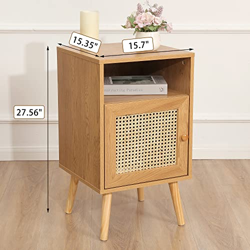 Xilingol Set Of 2 Rattan Nightstand, Wooden Bedside Table End Table For Living Room And Bedroom #TOP5