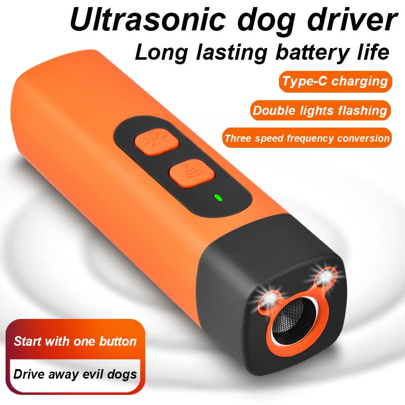 KOLGEIKJ Anti Bell Gerät Hunde, Ultraschall Hundeabwehr mit 3 Einstellbaren Frequenzen LED-Taschenlampe, Wiederaufladbar Antibell Ultraschall Gerät, Hunde Bellen Stoppen für Kleine Große Black