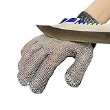 EMERIUM guantes anticortes - malla metalica - Guantes Cocina - Malla metalica fina - guantes metalicos cocina - guantes carnicero - guantes anticortes cocina - guante malla - guantes protectores (XL)