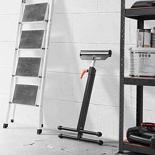 VonHaus Roller Stand - Adjustable Roller Stands for Woodworking, Heavy Duty Steel Base & Chrome Plated Roller - Workshop Roller Stand - Horse Shaped Tressell Stands for Woodworking Support