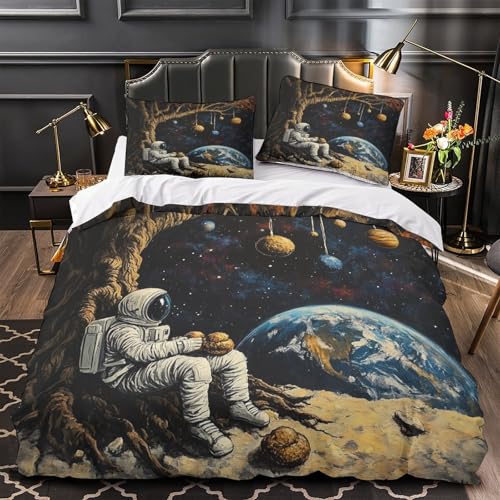 Housse de couette astronaute 220x240cm avec impression 3D haute définition