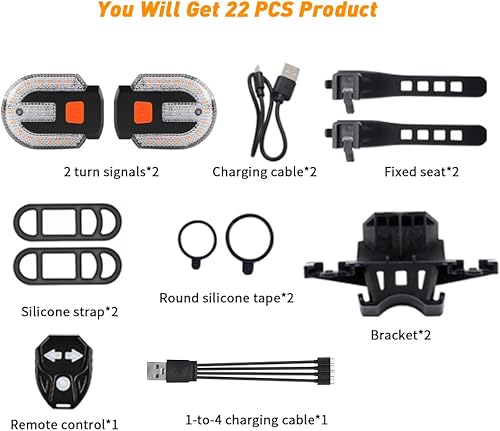 Miniatura 4 de TEGUANGMEI Luz trasera de bicicleta con señal de giro, luces traseras de bicicleta divididas, luces traseras de bicicleta recargables por USB para