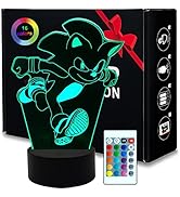 AIRUEEK 3D nachtlicht Sonic Hedgehog Spielzeug LED Illusion Lampe-16 Farbvariationen Schlafzimmer...