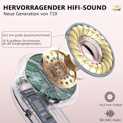 Kopfhörer Kabellos Bluetooth 5.3, 4 ENC Noise Cancelling Bluetooth Kopfhörer In Ear mit 14,2mm Dynamischer Treiber, 40 std Spielzeit, Ohrhörer Bluetooth Earbud, Digitale LED-Anzeige Wireless Kopfhörer – Bild 4