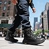 NORTIV 8 Men's Wide Toe Box Work Military Tactical Boots Barefoot Hiking Low Drop Leather Side Zipper Motorcycle Combat Boots Pikes,Size 10.5,Black,SNMT25001M #2