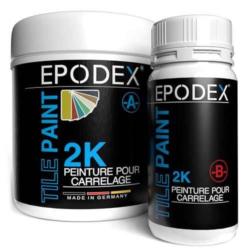 EPODEX 2K PEINTURE CARRELAGE salle de bain, cuisine & plus, vernis carrelage sol & mur, peinture époxy - 1,8 kg suffit pour 2 couches sur 7m² - Ivoire -...