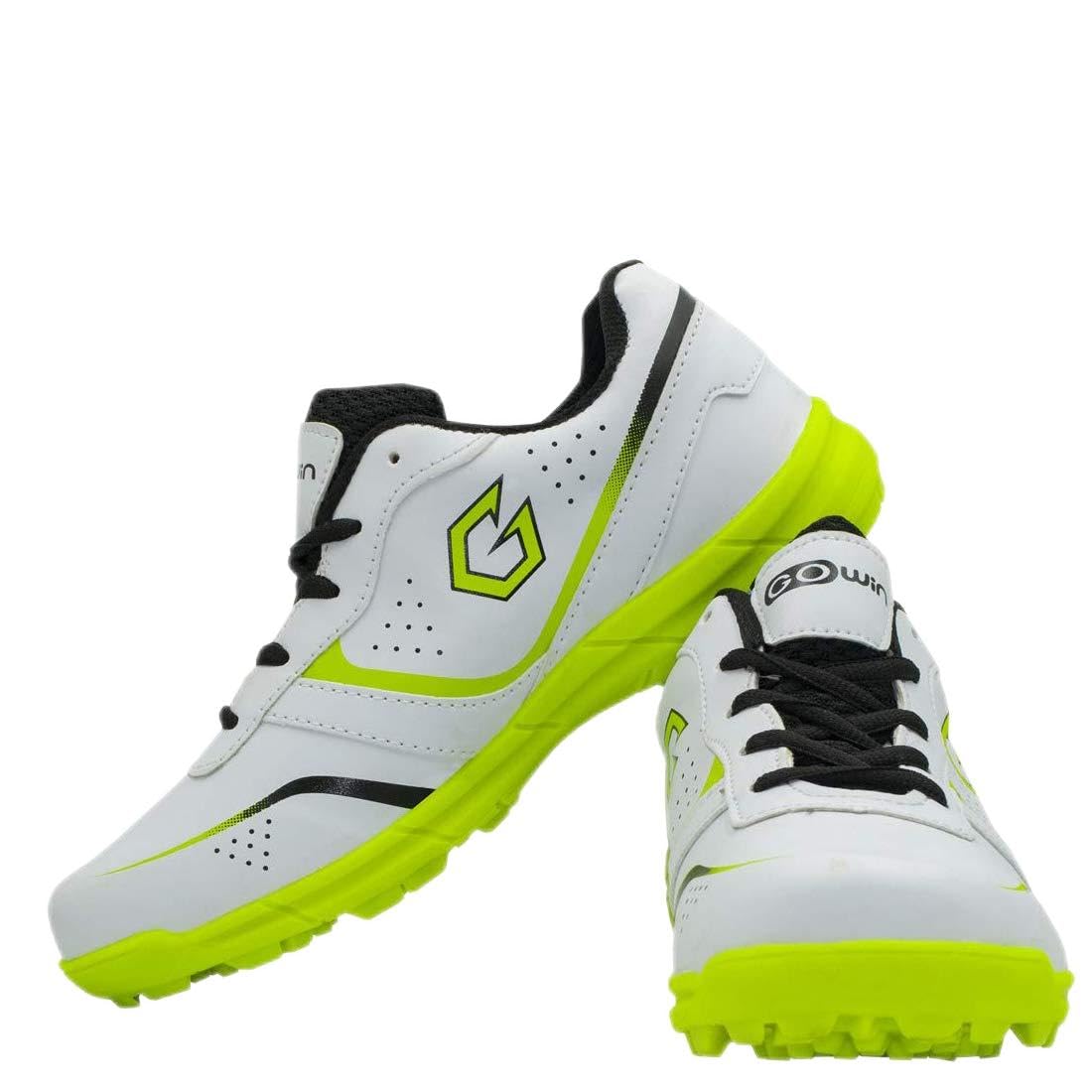 Gowin Academy White/Green Cricket Shoes Size-1 with TR-777-W Cricket Leather Ball Alum Tanned White, Unisex-Youth