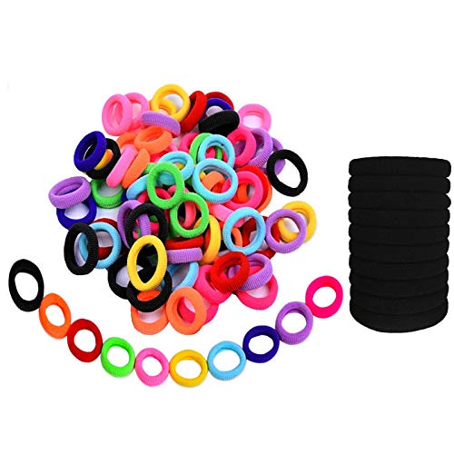 Lintopos 110 PCS Baby Hair Ties Girl, Seamless Hair Bands Rubber Band Ponytail Holders (100 Small and 10 Large)