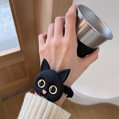 Women Cute Cat Rubber Bands Elastic Hair Bands Headwear For Girls Thick Thin Hair Lovely Hair Ties Accessories Ornaments（White/Black） #TOP4