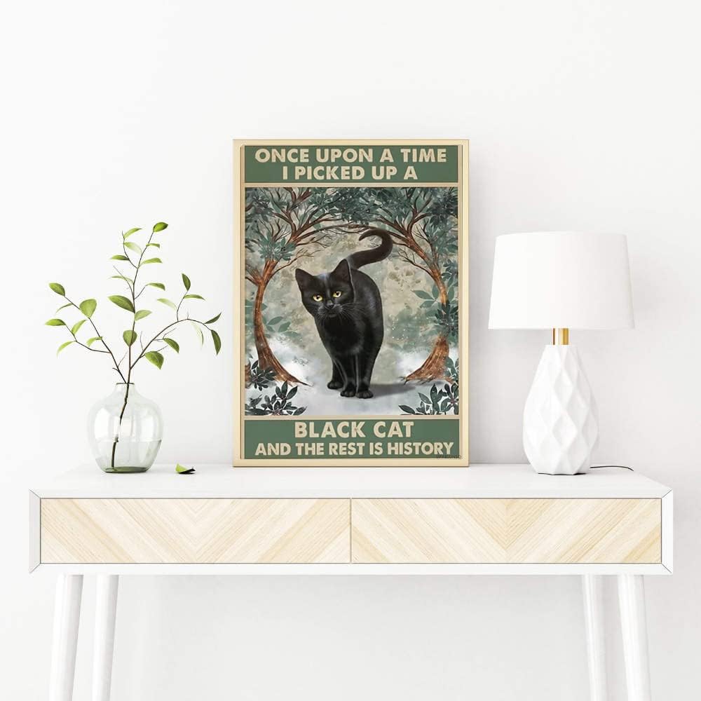 UPABLUNSO Black Cat Cute Diamond Painting Kits, Diamond Painting Adult 5D DIY Embroidery Art Gemstone Crafts Gift for Home Decor Wall Decor Club Decor 12x16 inch