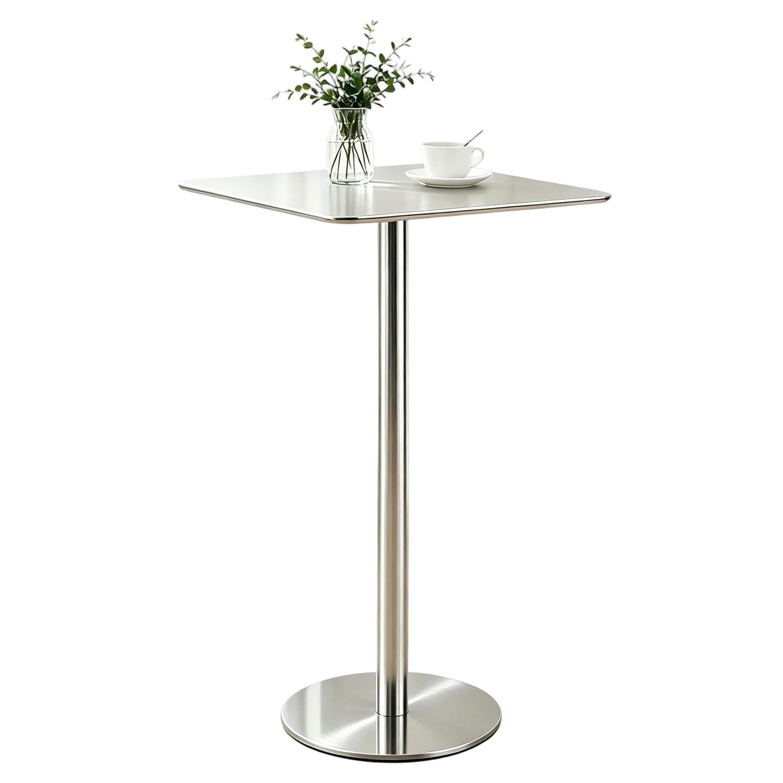 Table de bar carrée résistante aux intempéries en acier inoxydable 50x50x75cm pour terrasse