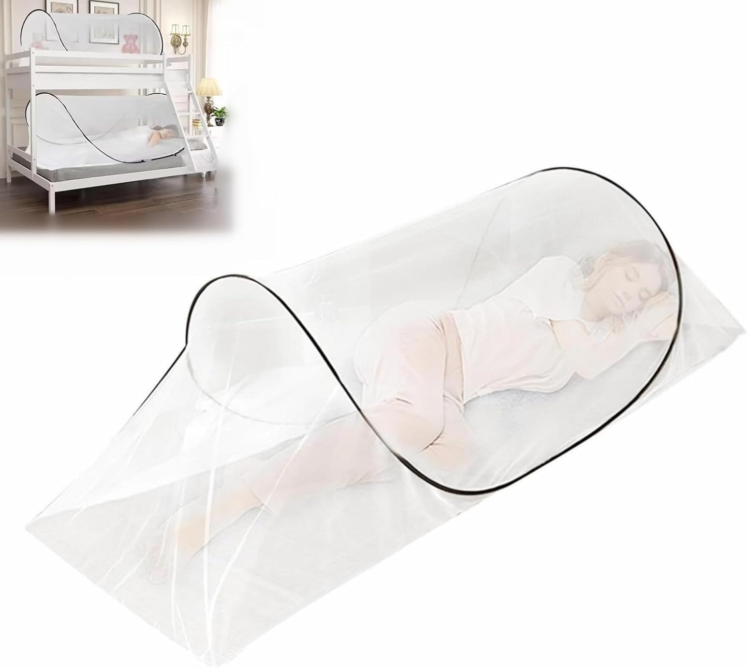 Adjustable Mosquito Nets Anti Mosquito Bed Canopy 2024 Portable Mosquito Bed Net, Foldable Travel Mosquito Net Bed Tents for Single Bed Indoor Outdoor or Camping Travel (Black)
