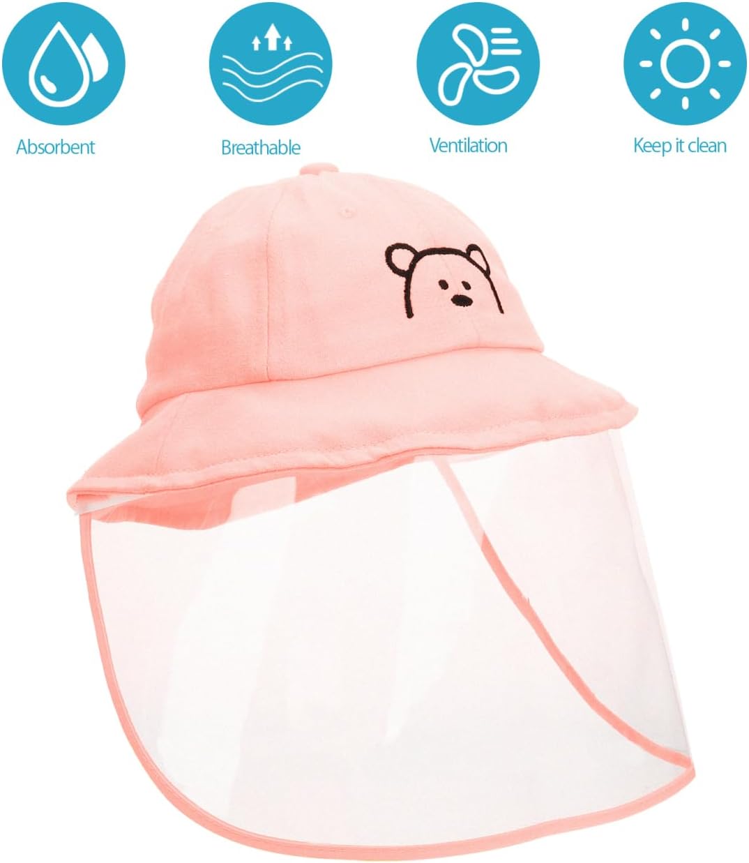 VOSAREA Infant Toddler Sunhat Sun Hat with Clear Face Cover Anti Spitting Bucket Hat Summer Baby Cap for Sun Protection for Baby Boys Girls Newborn