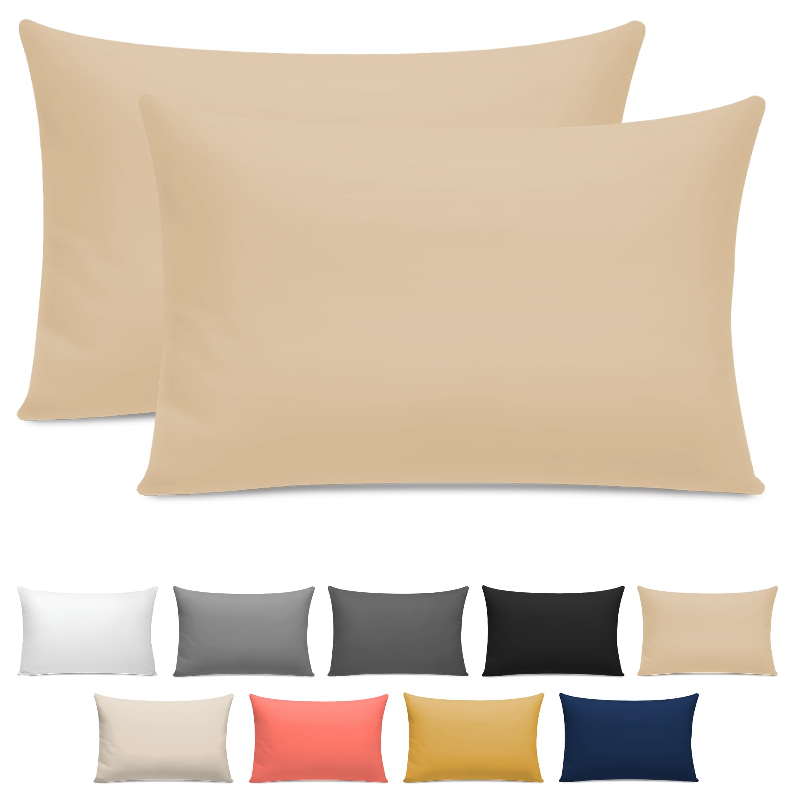Pamposh - Pillow Cases - Egyptian Cotton - 400 Thread Count - Standard - Beige
