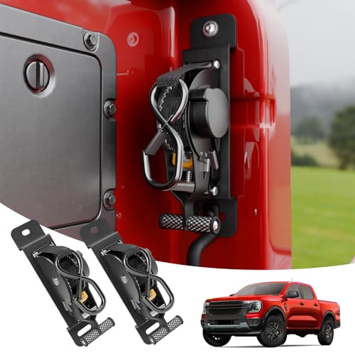 Maxzina Retractable Ratchet Straps Compatible with 2024 2025 2026 Ford Ranger XL XLT Lariat Raptor Retracting Straps 2PCS Auto Retract Securing Strap Tie Down System for Ranger Accessories