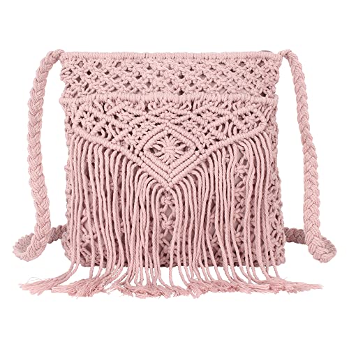 Women Small Cotton Crochet Cross-body Bag Bohemian Shoulder Bag Purse