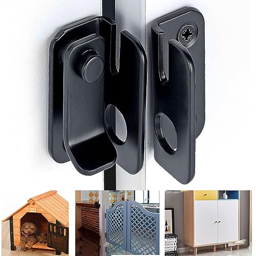 Litensh Shed Lock Gate Lock Gate Latch Padlock Hasp Stainless Steel Flip Door Bolt Latch Lock for Wooden Gates Garden Cupboard Pet Cage Black Left Open - Image 4