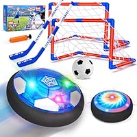 3 in 1 Hover Football Hockey Set for Kids with 2 Goals, LED Hover Soccer Ball Air Hockey Floating Football, Kids Toddler Garden Indoor Outdoor Football Games Gifts for Boys Girls 3-12 Year Old Toys