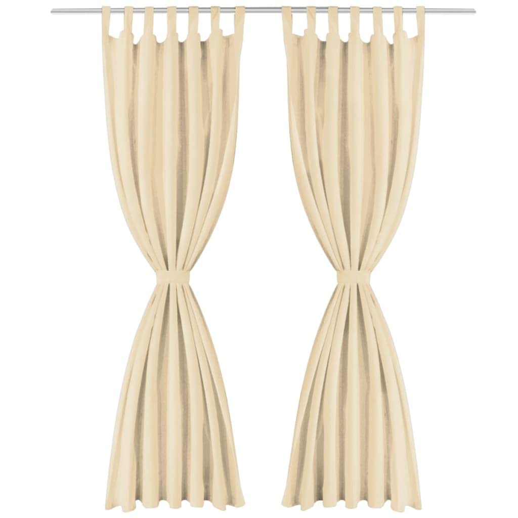 Mikro-Satin Schlaufenvorhänge 140x225 cm Beige 2 Stück