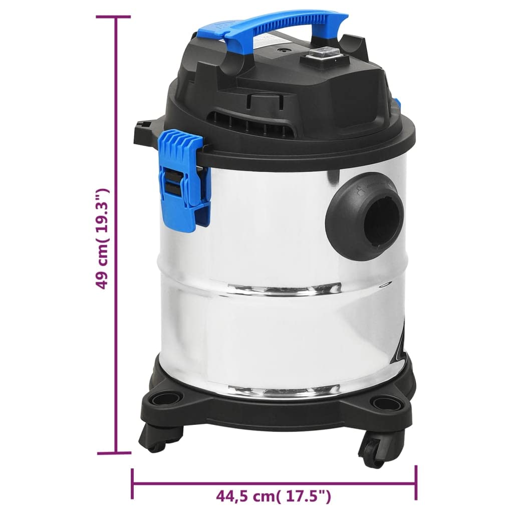Odkurzacz na mokro i sucho 1200 W, 20 l, pojemnik ze stali nierdzewnej z funkcją 3 w 1, do podłóg, dywanów i samochodu, w zestawie wąż, dysza i filtr do elastycznego czyszczenia w domu i w podróży