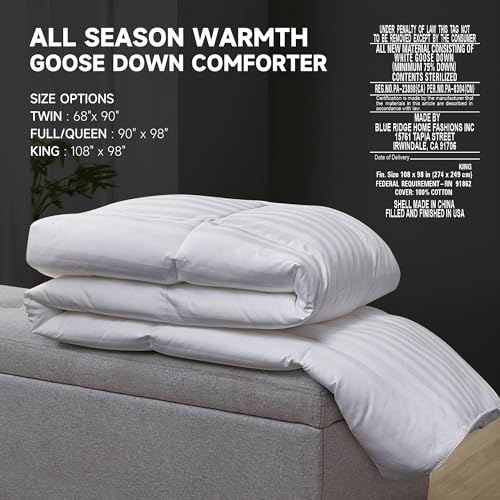 Image of Beautyrest Hungarian White Goose Down Comforter King Size, 100% USA Grown Cotton Fabric, 750 Fill Power Fluffy Duvet Insert, 500 Thread Count All Seasons Warmth Luxurious Comforters,108 inch x 98 inch