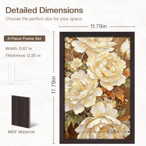 Image of Picrit 11x17 Picture Frame 3 Pack, Wall Mount Display, Walnut Wood Grain