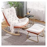 Cuir rembourré Fauteuil à bascule moderne du milieu du siècle avec ottoman, fauteuil à bascule rembourré en velours avec boutons touffetés, chaise vintage confortable pour salon, chambre à coucher, chambre d\'enfant,