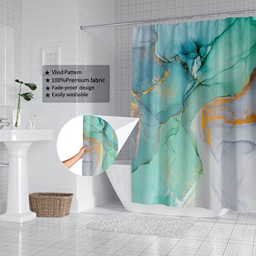 Domoku Green Gold Marble Shower Curtain,Green Golden Cracked Lines Abstract Modern Shower Curtain For Bathroom Decor,Waterproof Texture Washable Fabric Shower Curtain,72 X 72 #TOP2