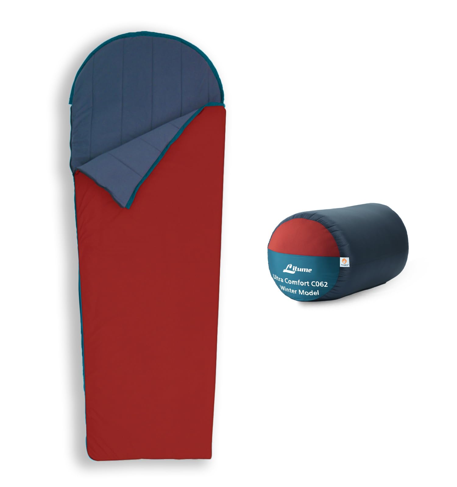 Litume Compact Velvet Lined Sleeping Bag, Lightweight Three Season Sleeping Bag, Water Repelling Sack for Warm and Cold Weather, Comfortable, Backpacking, Hiking, Camping, Traveling