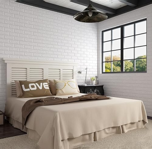 Image of KASHIVAL Self-Adhesive Waterproof PE Foam 3D Wall Panels Wallpaper Sticker for Bathroom, Living Room, Hotel and Home Decoration (70 x 77cm, Appx. 5.3Sq Feet) (JD White Brick)