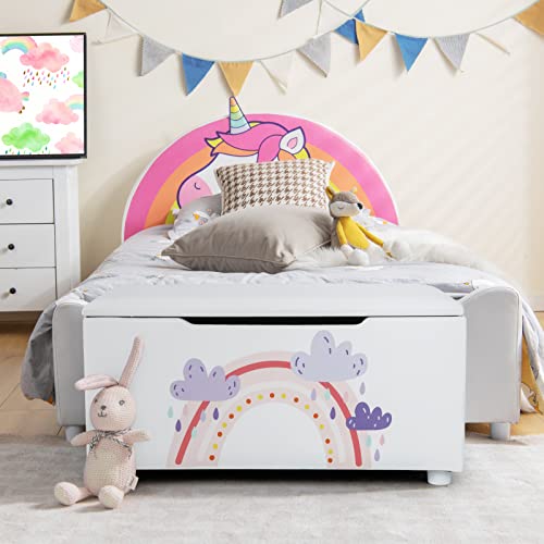Costzon 04622 Kids Toy Storage Bench, Upholstered Toy Organization Chest With Padded Cushion Seat, Carry Handles, Faux Leather Foot Rest Ottoman Stool thumb #8