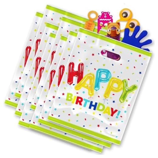 Unique Party - Bolsas De Regalo - Diseño De Feliz Cumpleaños Globo - Paquete De 8 (73113)