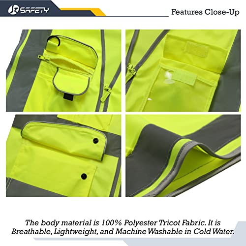 image for JKSafety 9 Pockets Class 2 High Visibility Zipper Front 6 Pack Safety 