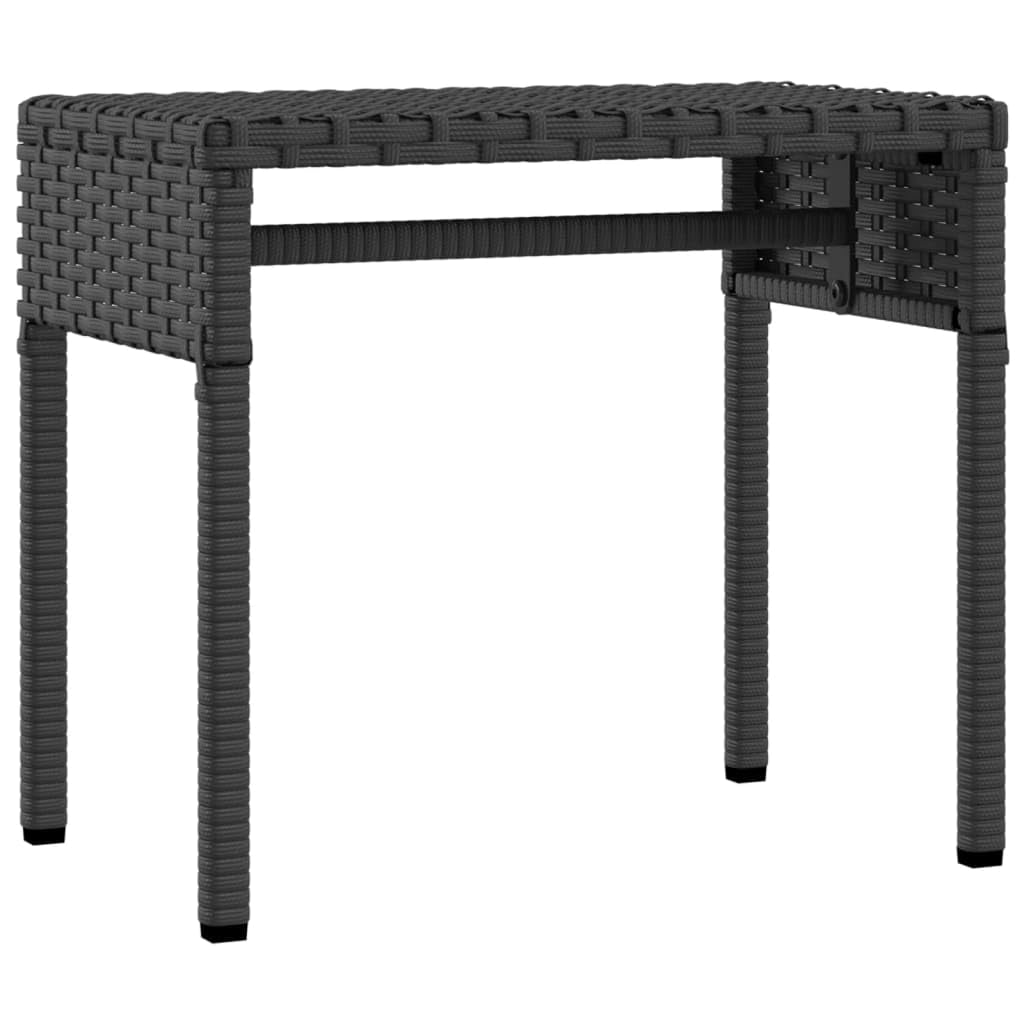 Sonnenliege mit Dach und Tisch Schwarz Poly Rattan Verstellbar Gartenliege Klappbar für Terrasse Balkon Pool Outdoor Camping Relaxliege mit Auflage
