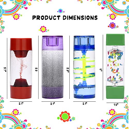 INNER-ACTIVE Sensory Tubes for Kids Fidget Tubes for Calm Down Corner Anxiety Relief, Occupational Therapy Toys, Liquid Motion Bubbler for Visual Sensory Play, Count Down Timer (Set of 4)